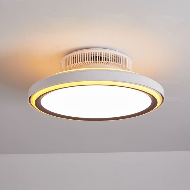  Bladeless Ceiling Fans with Lights, 6 Speeds Reversible Low Profile Ceiling Fan, Quiet DC Motor Ceiling Fan for Bedroom 8036-9