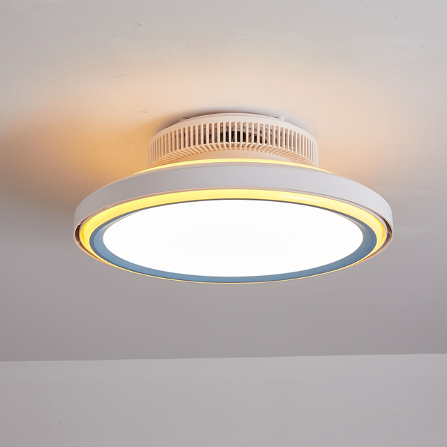  Bladeless Ceiling Fans with Lights, 6 Speeds Reversible Low Profile Ceiling Fan, Quiet DC Motor Ceiling Fan for Bedroom 8036-6