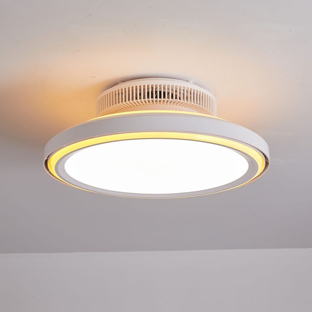  Bladeless Ceiling Fans with Lights, 6 Speeds Reversible Low Profile Ceiling Fan, Quiet DC Motor Ceiling Fan for Bedroom 8036-4