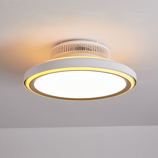  Bladeless Ceiling Fans with Lights, 6 Speeds Reversible Low Profile Ceiling Fan, Quiet DC Motor Ceiling Fan for Bedroom 8036-8