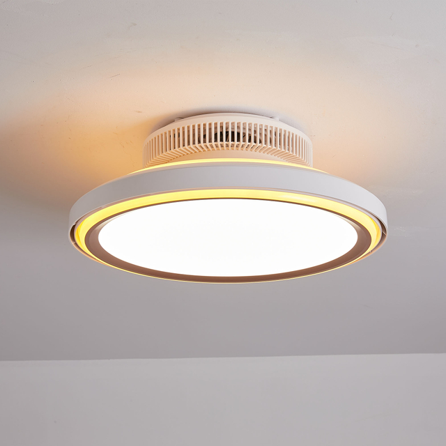  Bladeless Ceiling Fans with Lights, 6 Speeds Reversible Low Profile Ceiling Fan, Quiet DC Motor Ceiling Fan for Bedroom 8036-7